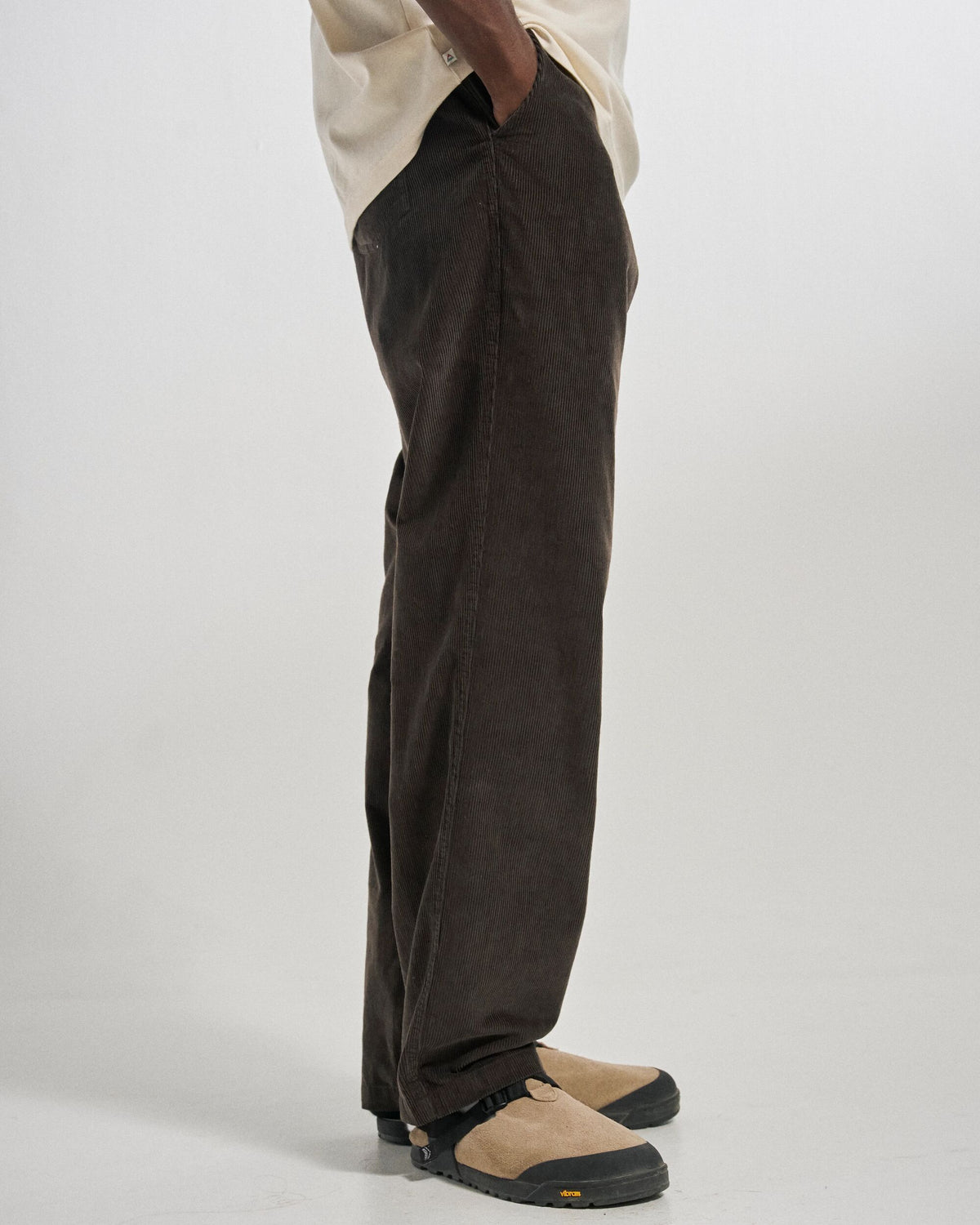 Drifter Cord Relaxed Fit Trouser - Espresso - Studio Model