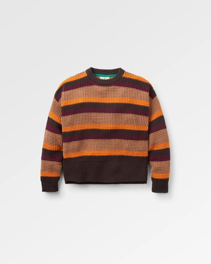 Reflection Stripey Jumper - Toffee Brown Multi Stripe - Flatlay