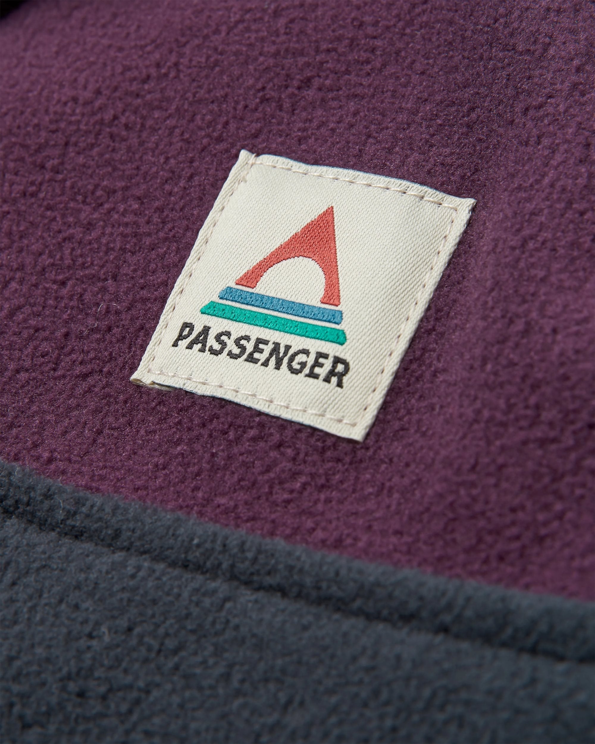 Set Off Recycled Polar 1/4 Zip Fleece - Deep Plum/Charcoal - Flatlay