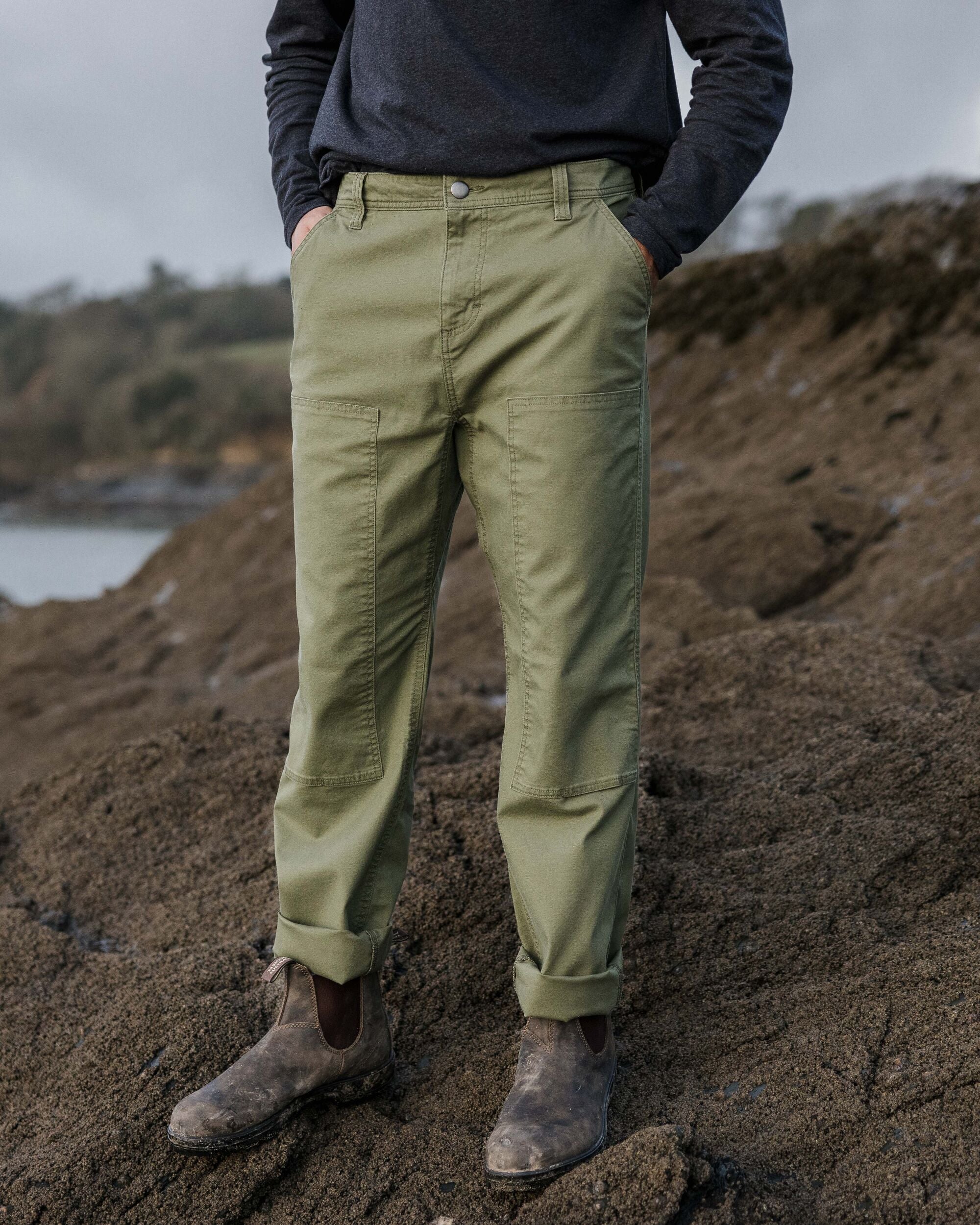 Vantage Organic Cotton Canvas Trouser - Khaki - Lifestyle