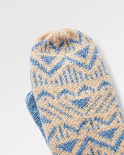 Nurture Recycled Fleece Lined Mittens - Faded Denim - Flatlay