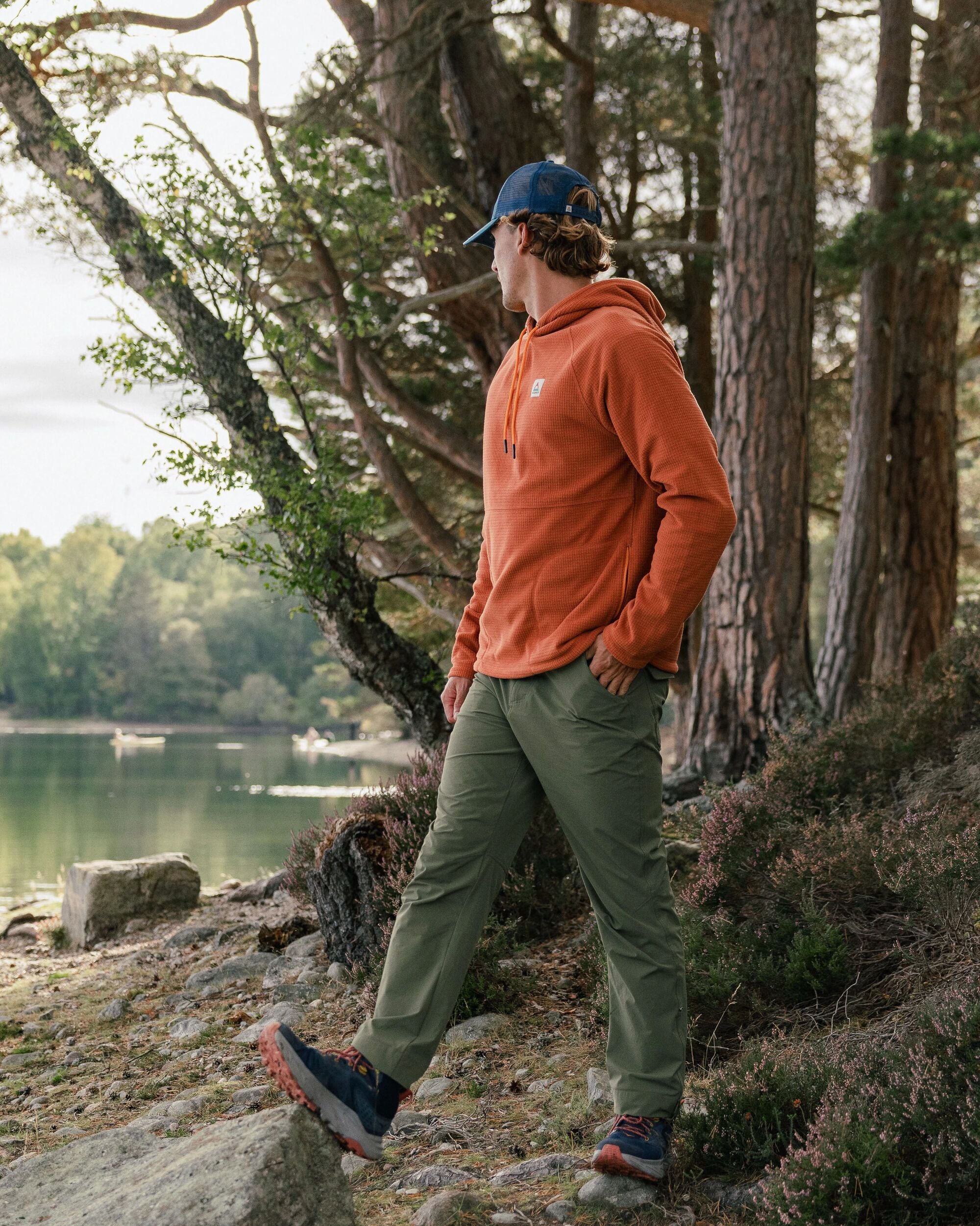 Point Recycled Grid Polar Fleece Hoodie - Baked Clay - Lifestyle