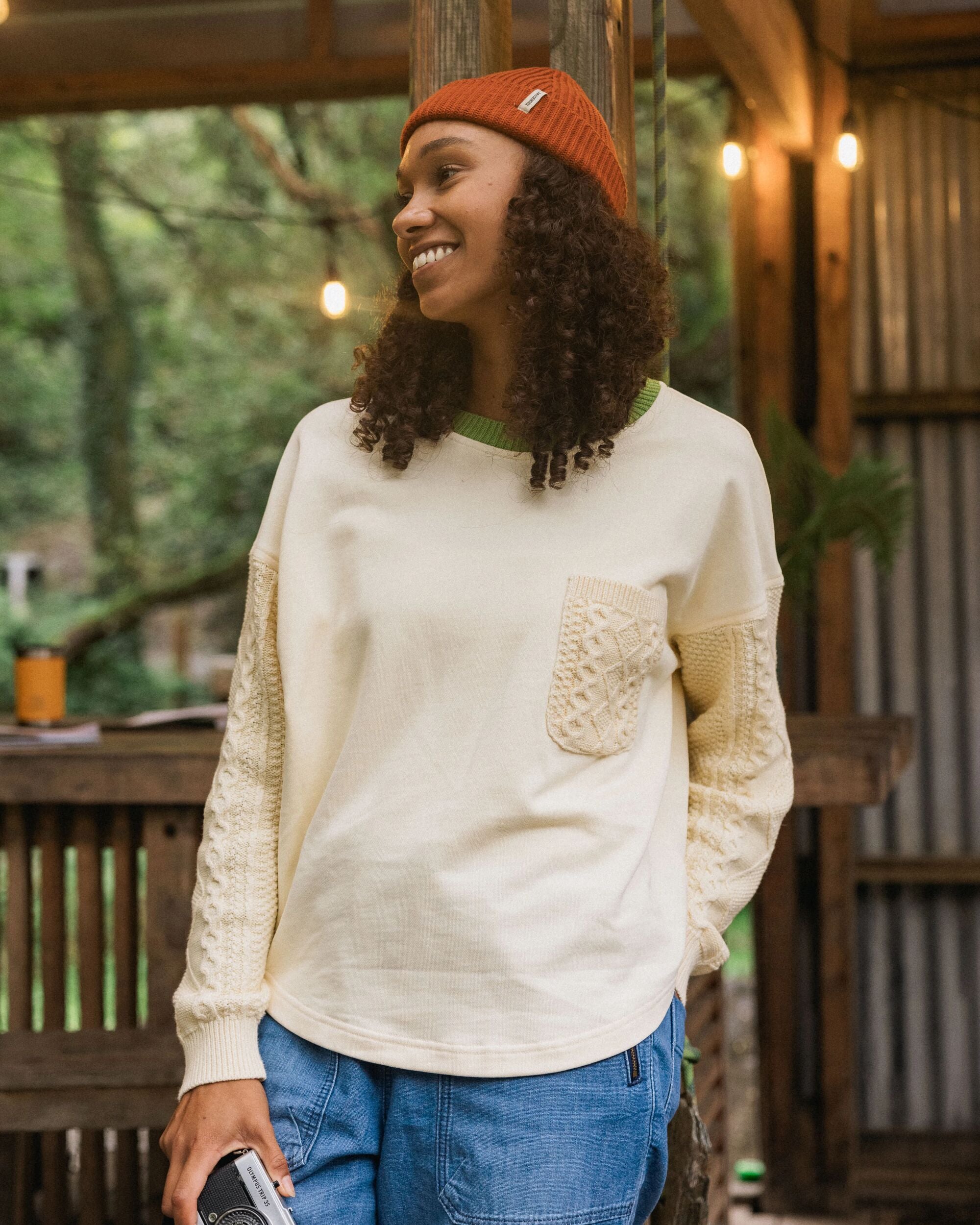 Aerial LS Knit Top - Oatmeal - Lifestyle