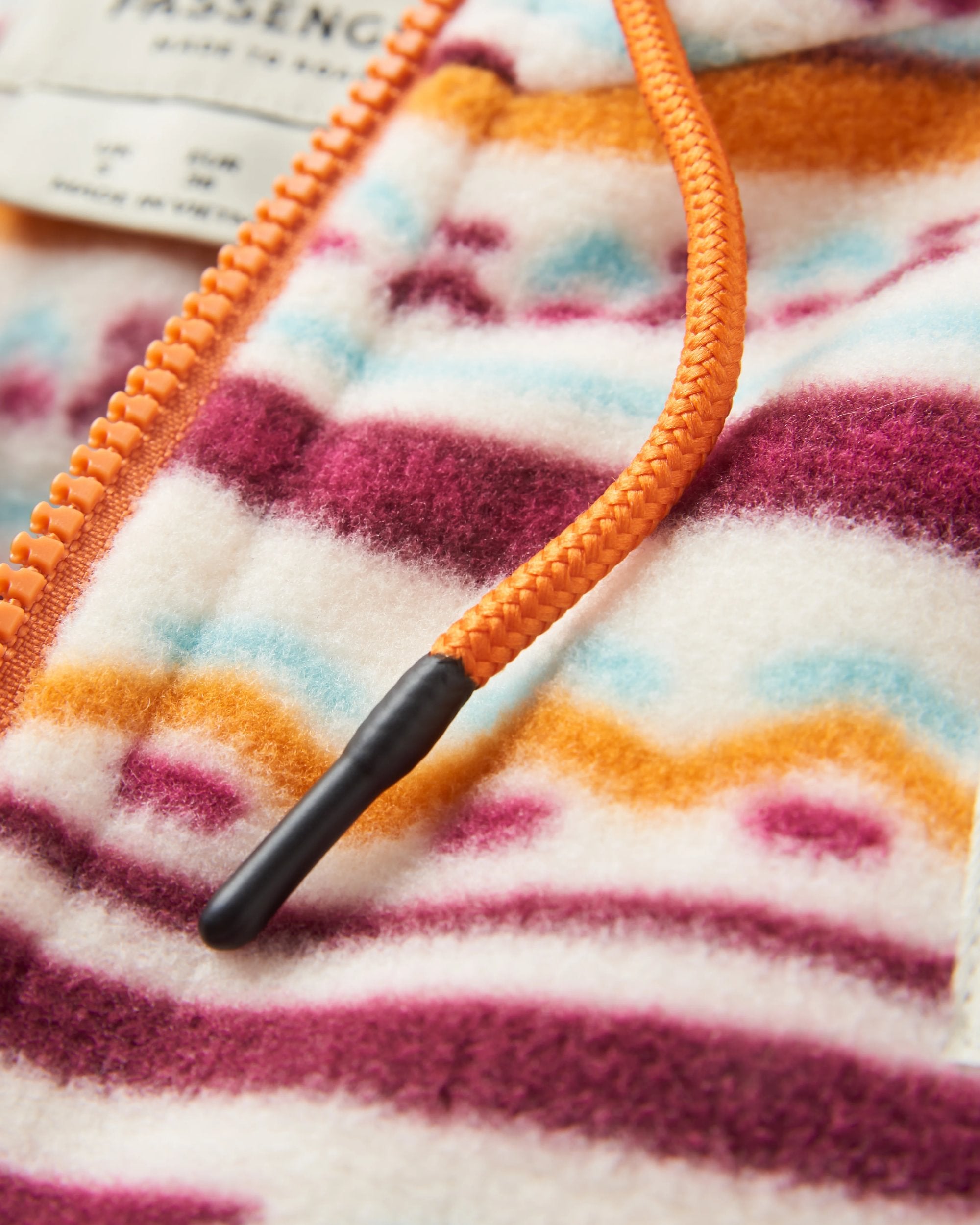 Ayla Micro Polartec® Hooded Fleece - Geo Tracks Birch - Flatlay