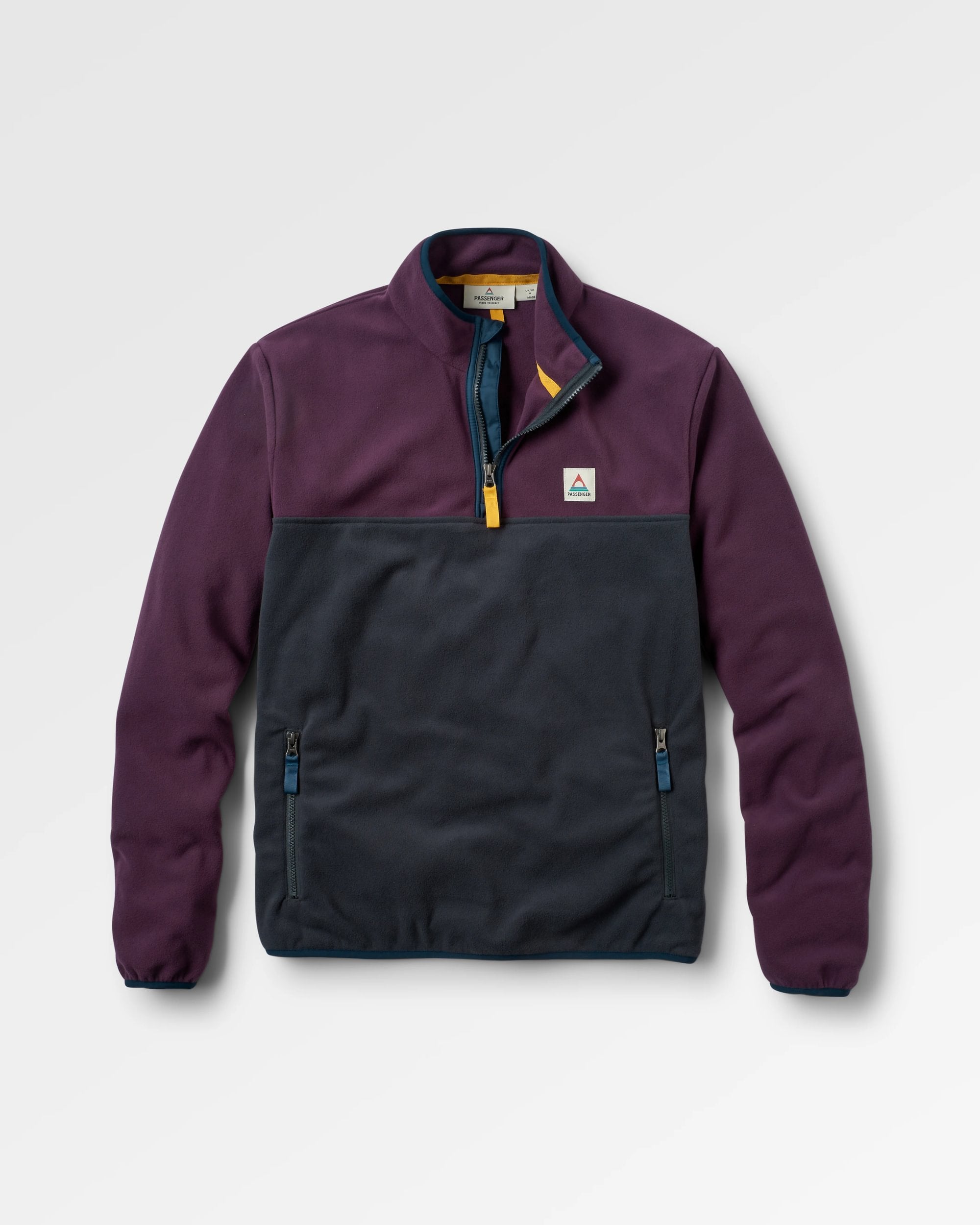 Set Off Recycled Polar 1/4 Zip Fleece - Deep Plum/Charcoal - Flatlay