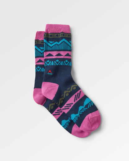 Nettle Organic Patterned Socks - Rich Navy