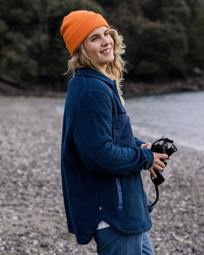 Rappel Recycled Sherpa Oversized Shirt - Dark Denim - Lifestyle