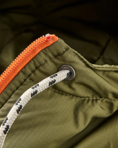 Woodland Hooded 1/2 Zip Recycled Polar Fleece - True Black/ Khaki - Flatlay