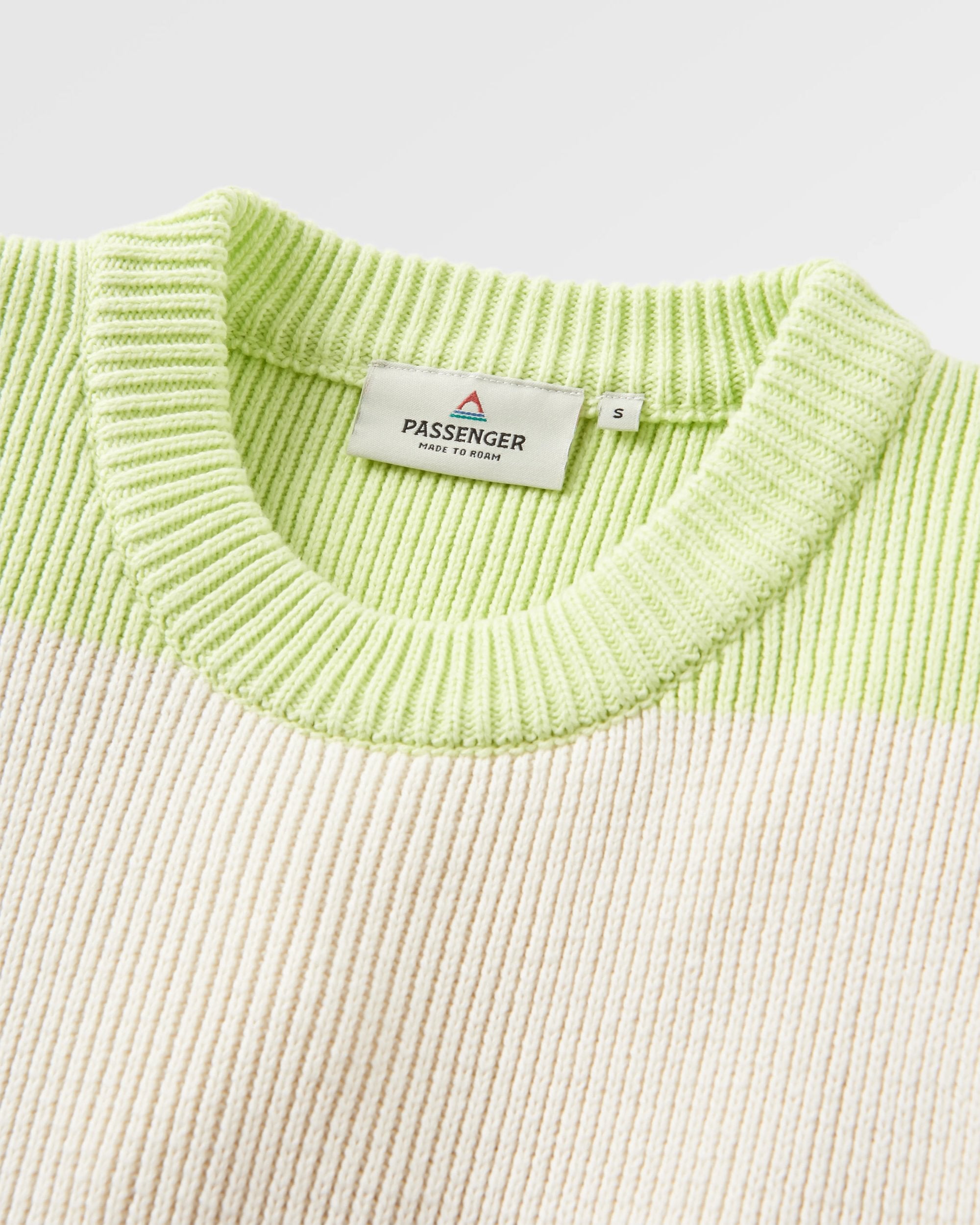 Moments Oversized Organic Knitted Jumper - Lime Multi Stripe - Flatlay