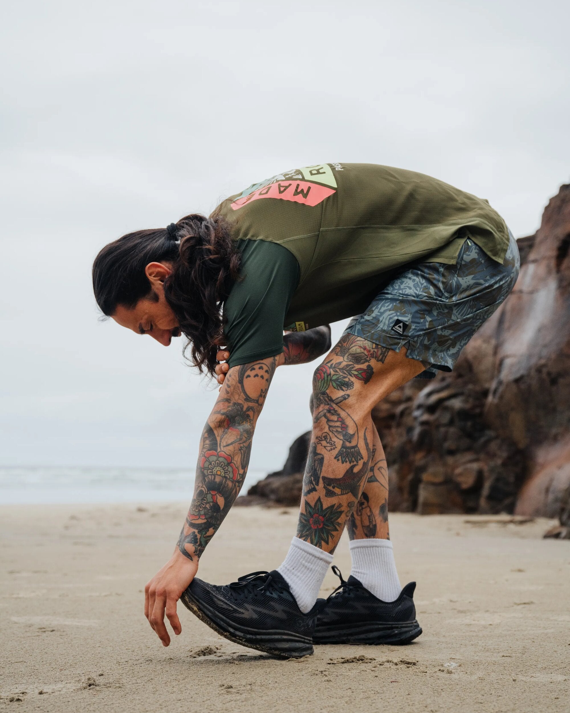 Sandune Recycled Trail Short - Abstract Seaweed Pistachio - Lifestyle