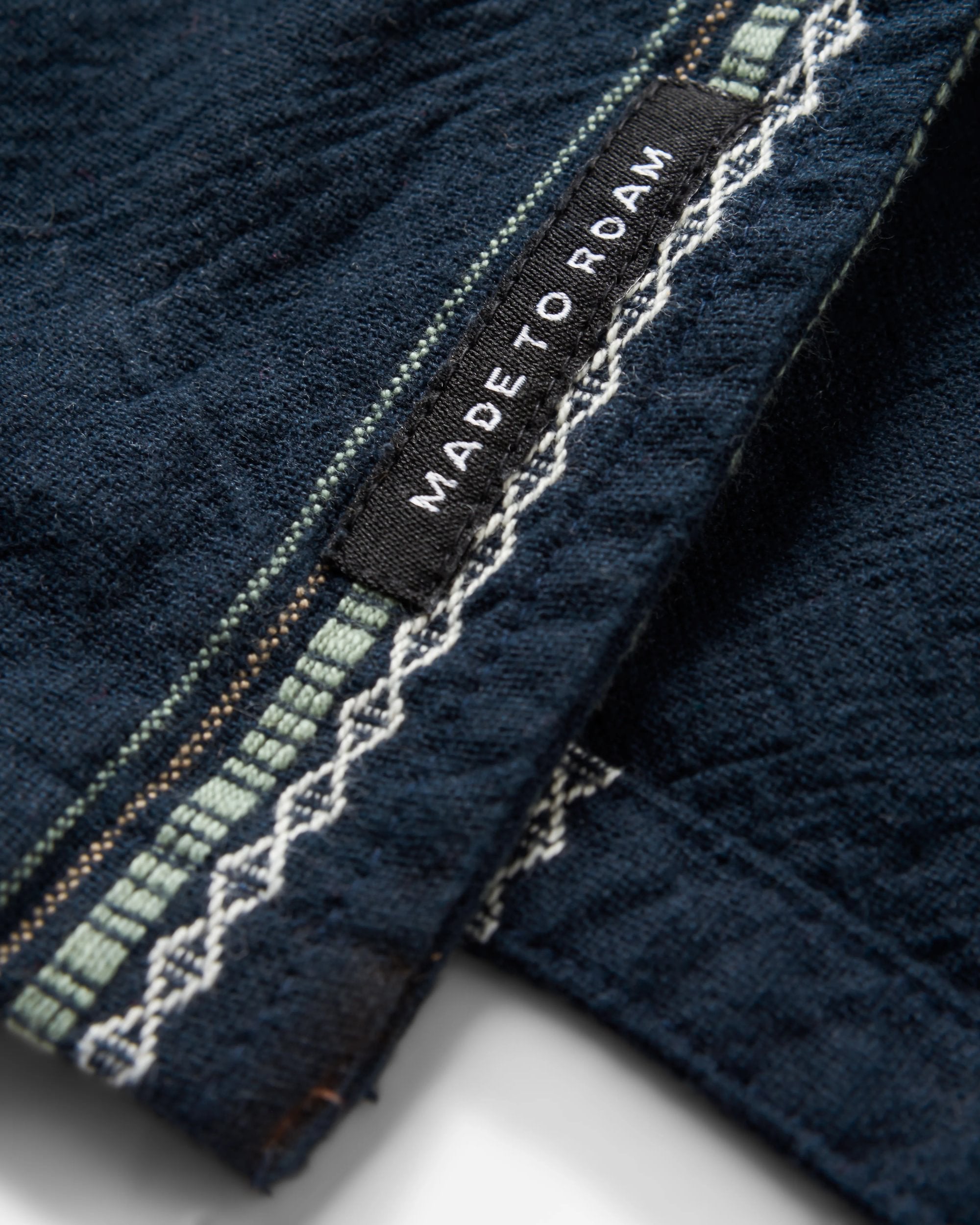 Cove Organic Cotton Short Sleeve Shirt - Deep Navy Jacquard Stripe - Flatlay