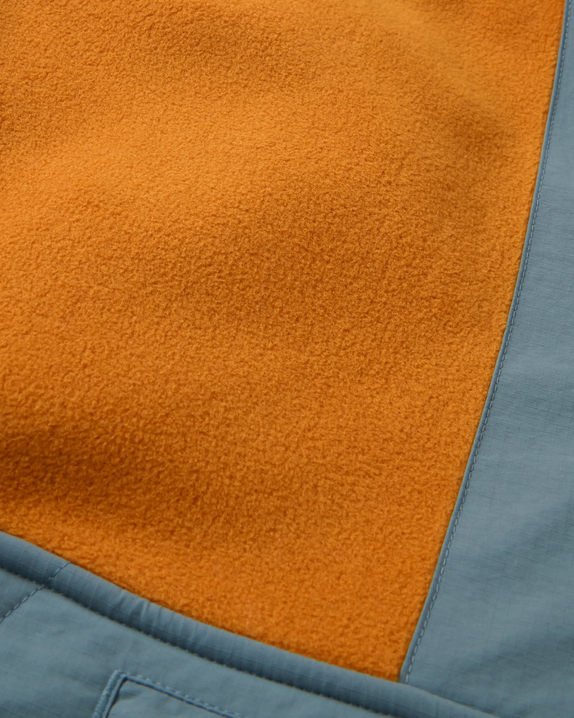 Woodland Hooded Recycled Polartec® Fleece - Retro Orange/Tidal Blue - Flatlay