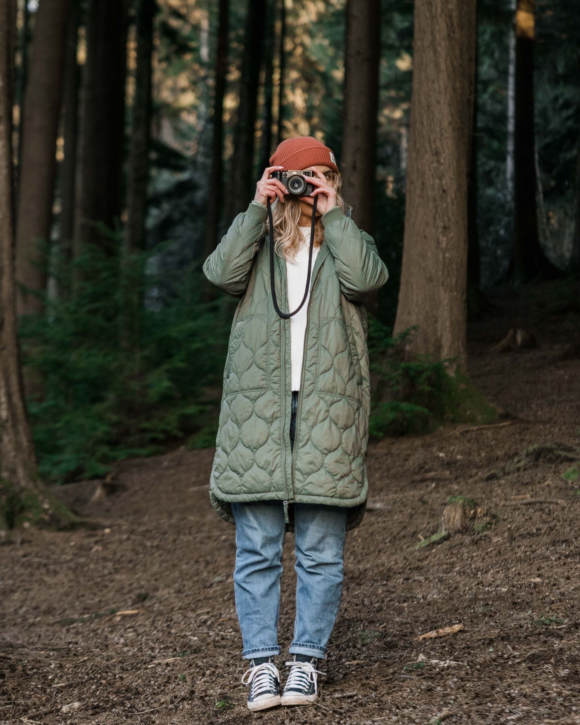 Flora Long Recycled Insulated Parka - Dusty Olive - Lifestyle