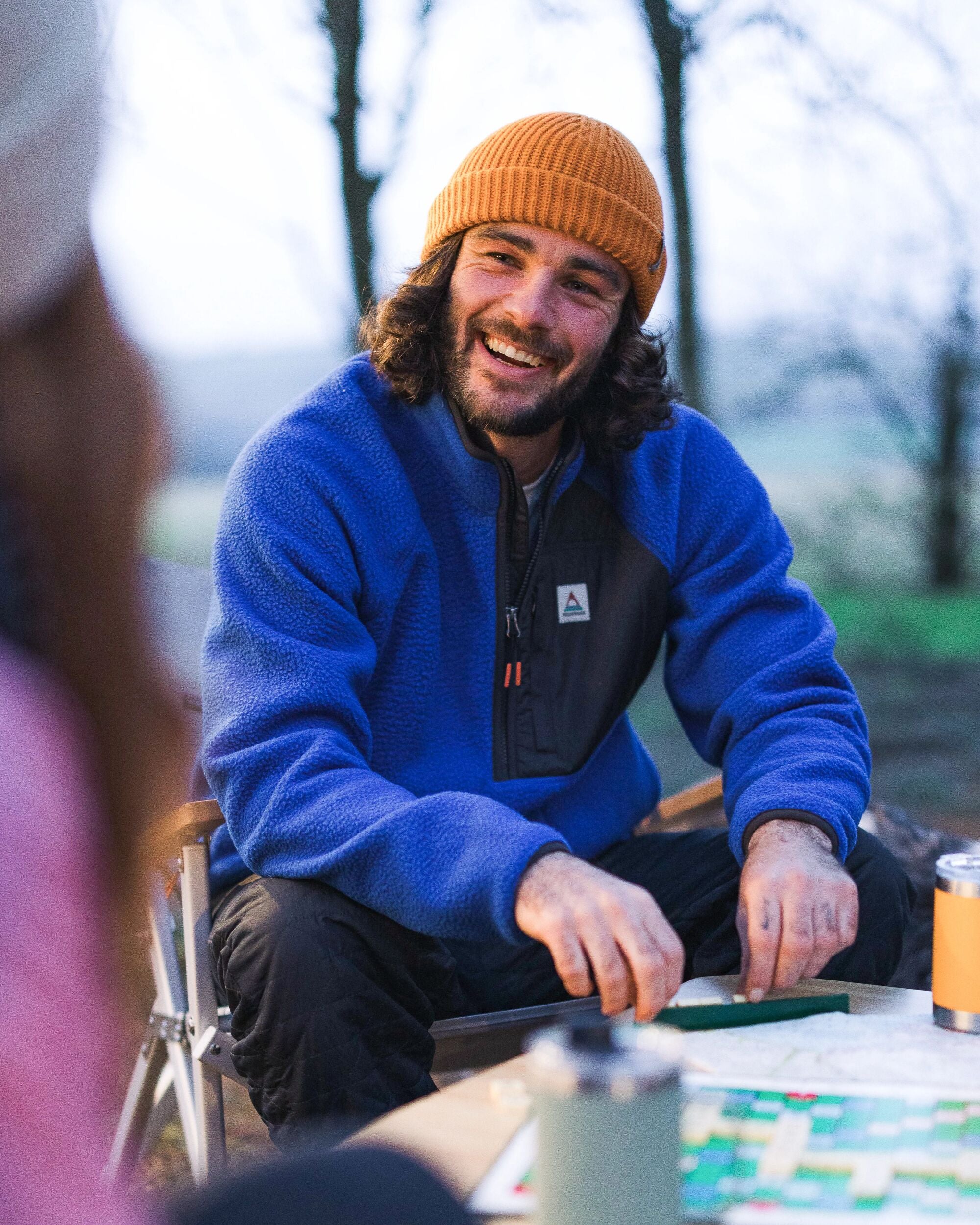 Offgrid 1/2 Zip Recycled Sherpa Fleece - Azure Blue - Lifestyle