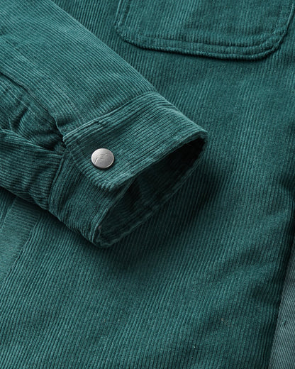 Kodiak Sherpa Lined Cord Overshirt - Dark Fern  - Flatlay