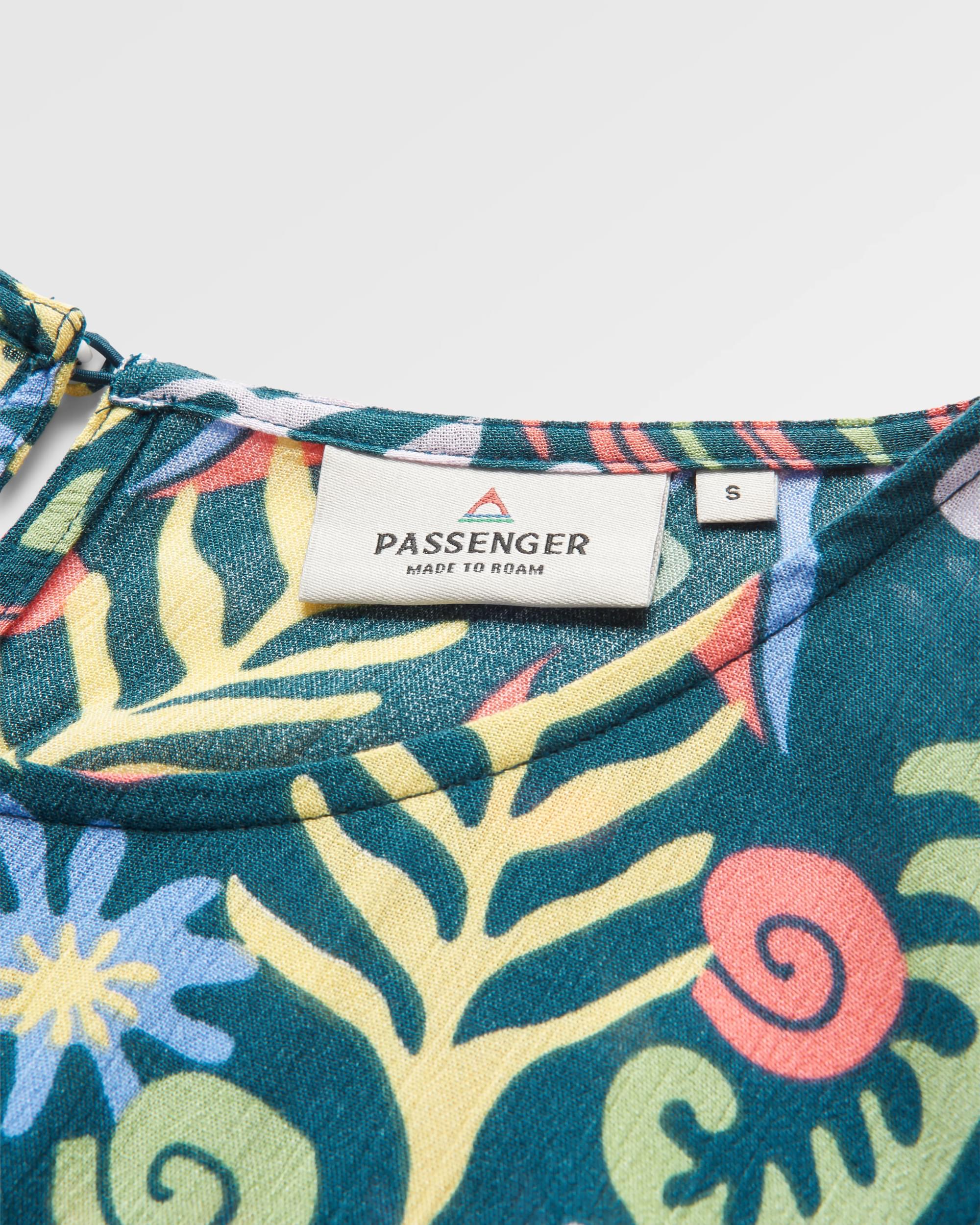 Thimbleberry Jumpsuit - Abstract Seaweed Tidal Blue - Flatlay