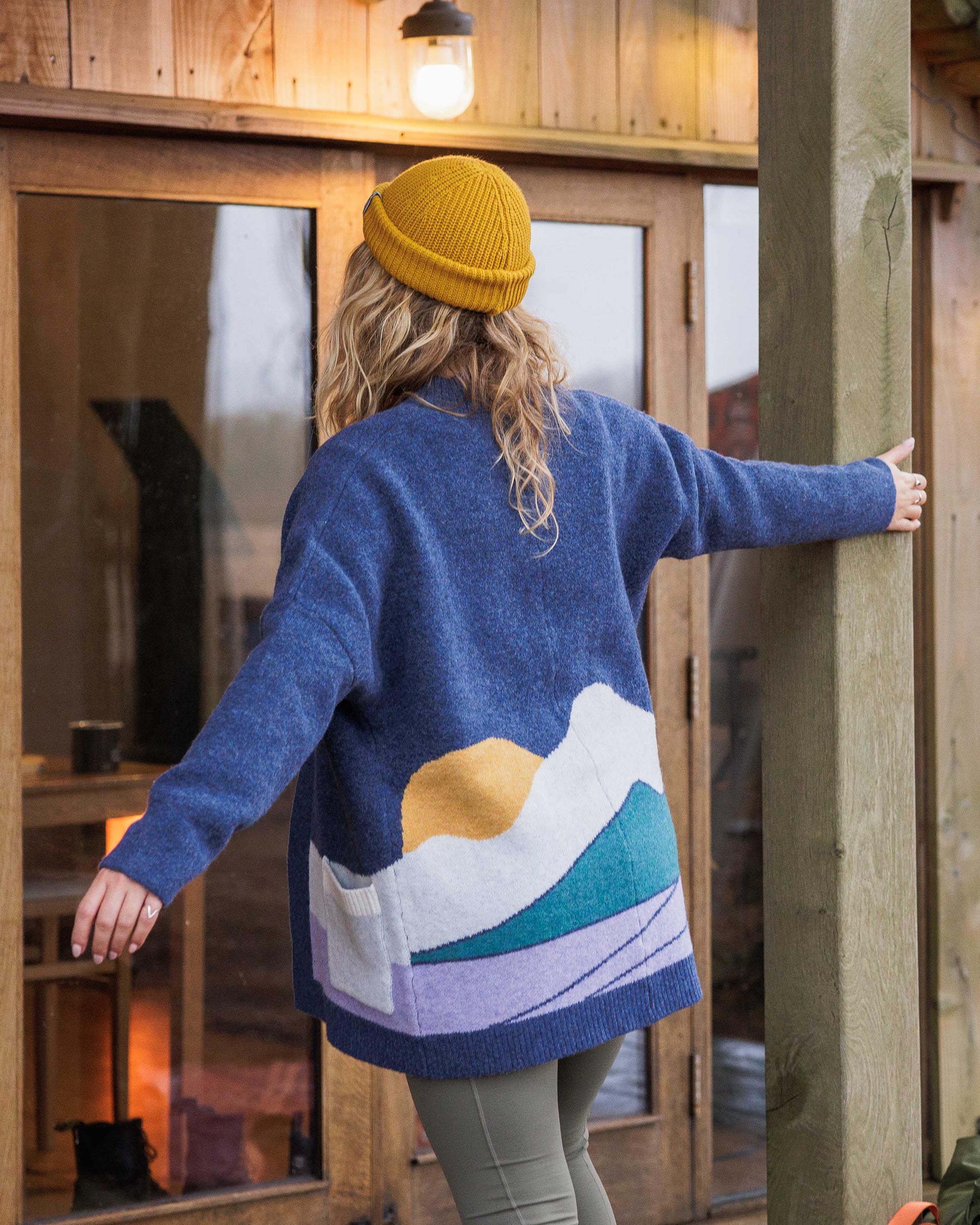 Vista Recycled Knitted Cardigan - Dark Denim - Lifestyle