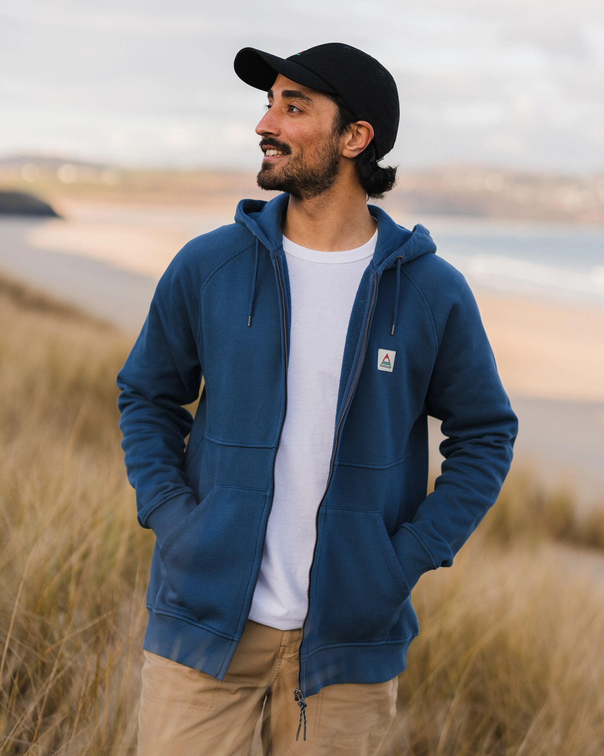 Heritage Full Zip Recycled Cotton Hoodie - Dark Denim - Lifestyle
