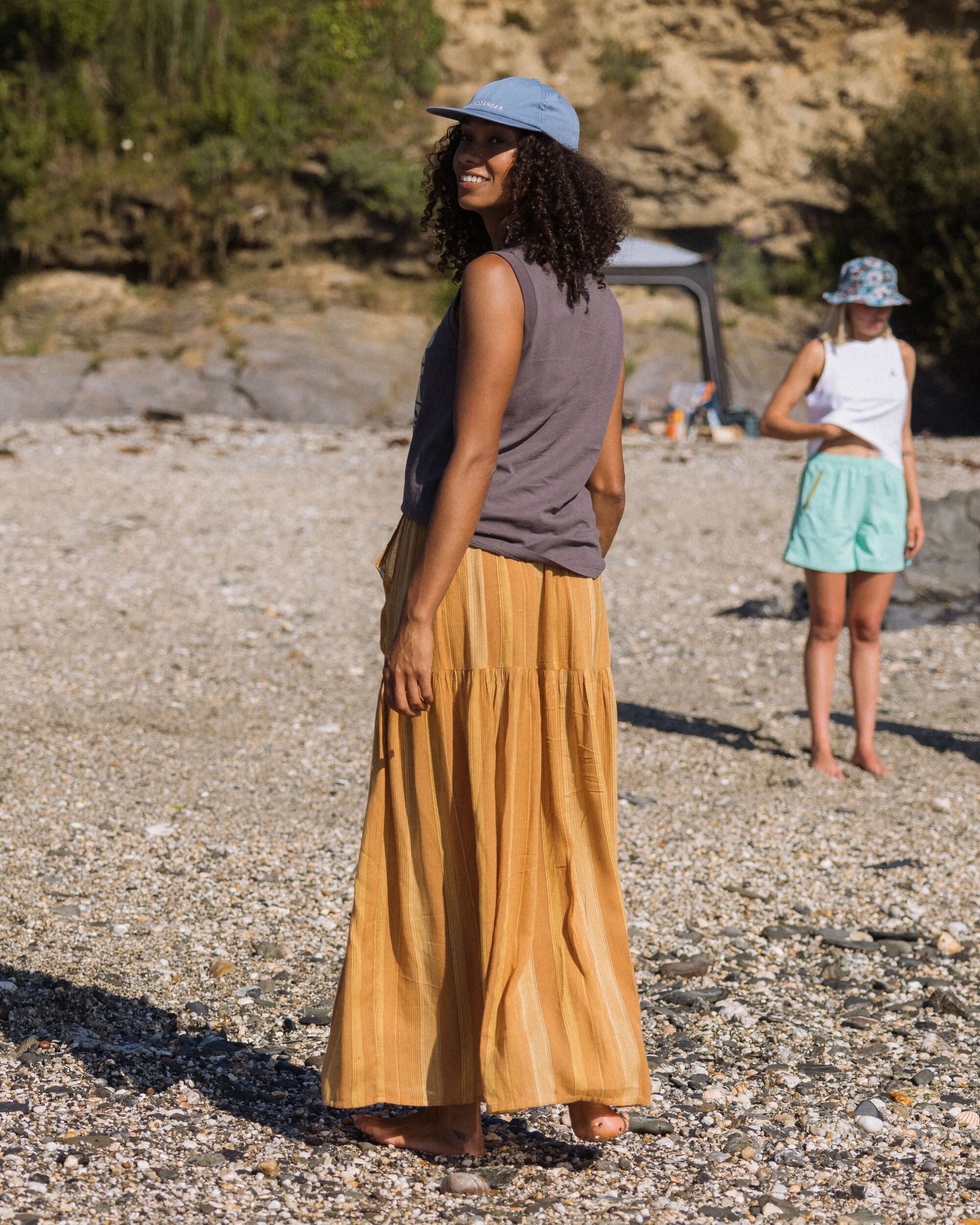 Zephyr Woven Maxi Skirt - Spruce Yellow Stripe - Lifestyle