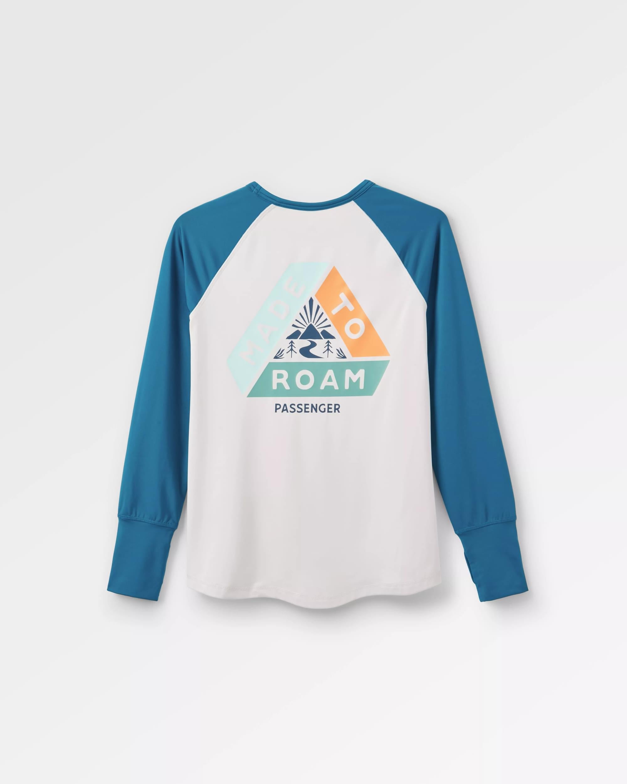 River Recycled Active LS T-Shirt - Corsair/ Vintage White - Flatlay