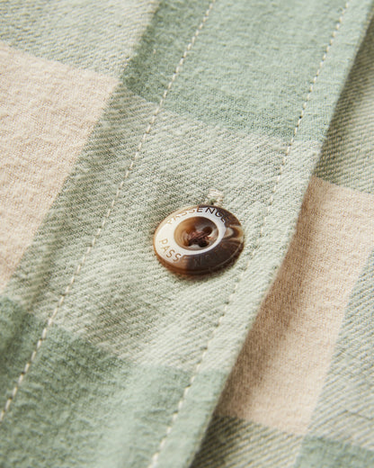 Flint Organic Cotton Overshirt - Pistachio Buffalo Check - Flatlay