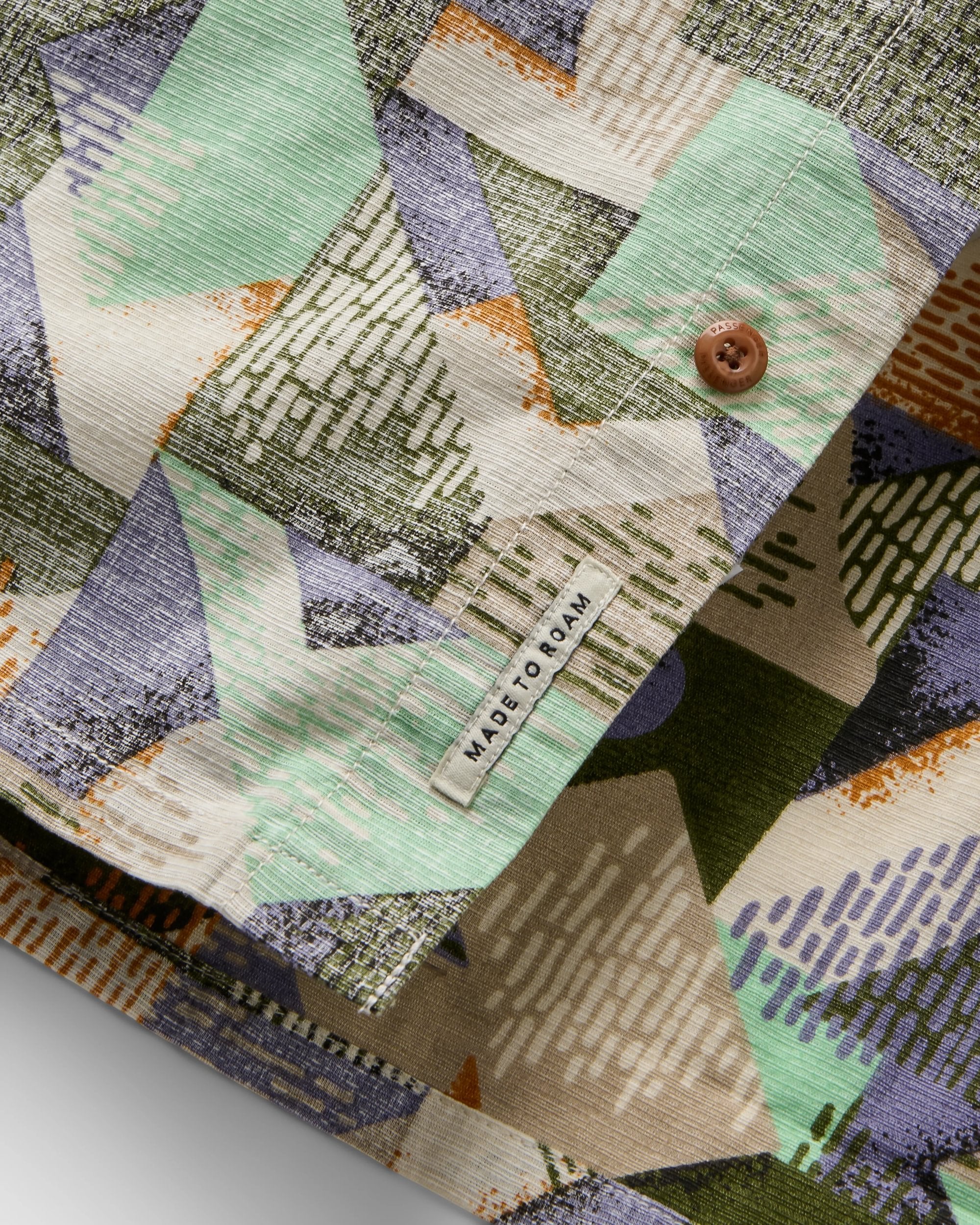 Amboro Organic Cotton Shirt - Mosaic Mountain Khaki - Flatlay