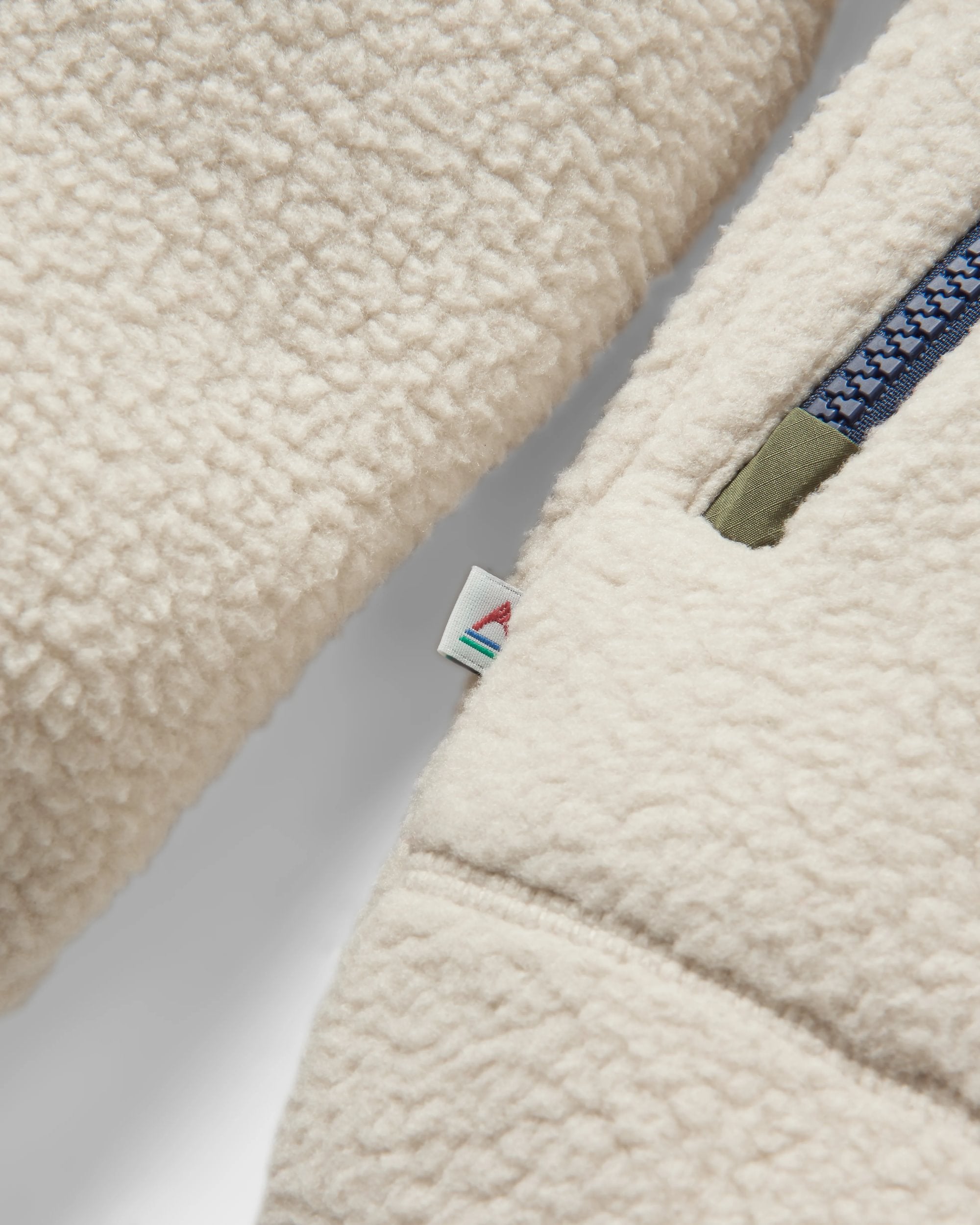 Ventura 1/2 Zip Recycled Sherpa Fleece - Oatmeal/Khaki - Flatlay