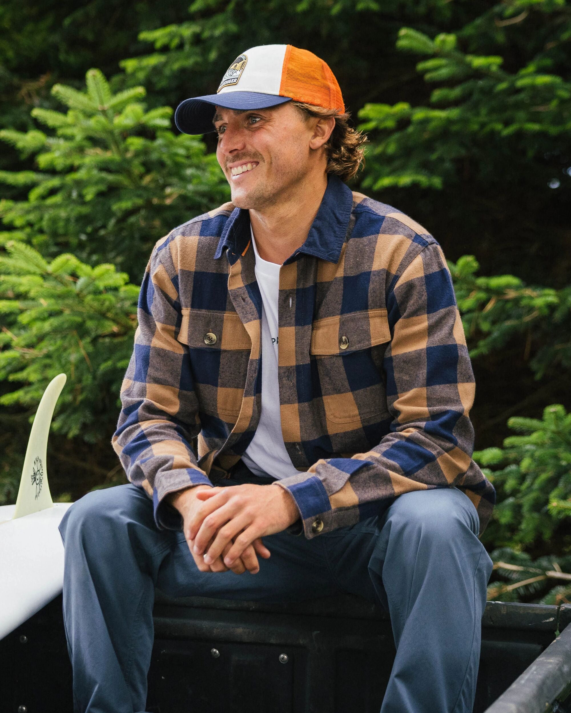 Rustic Organic Cotton Shirt - Toffee/Rich Navy Buffalo - Lifestyle