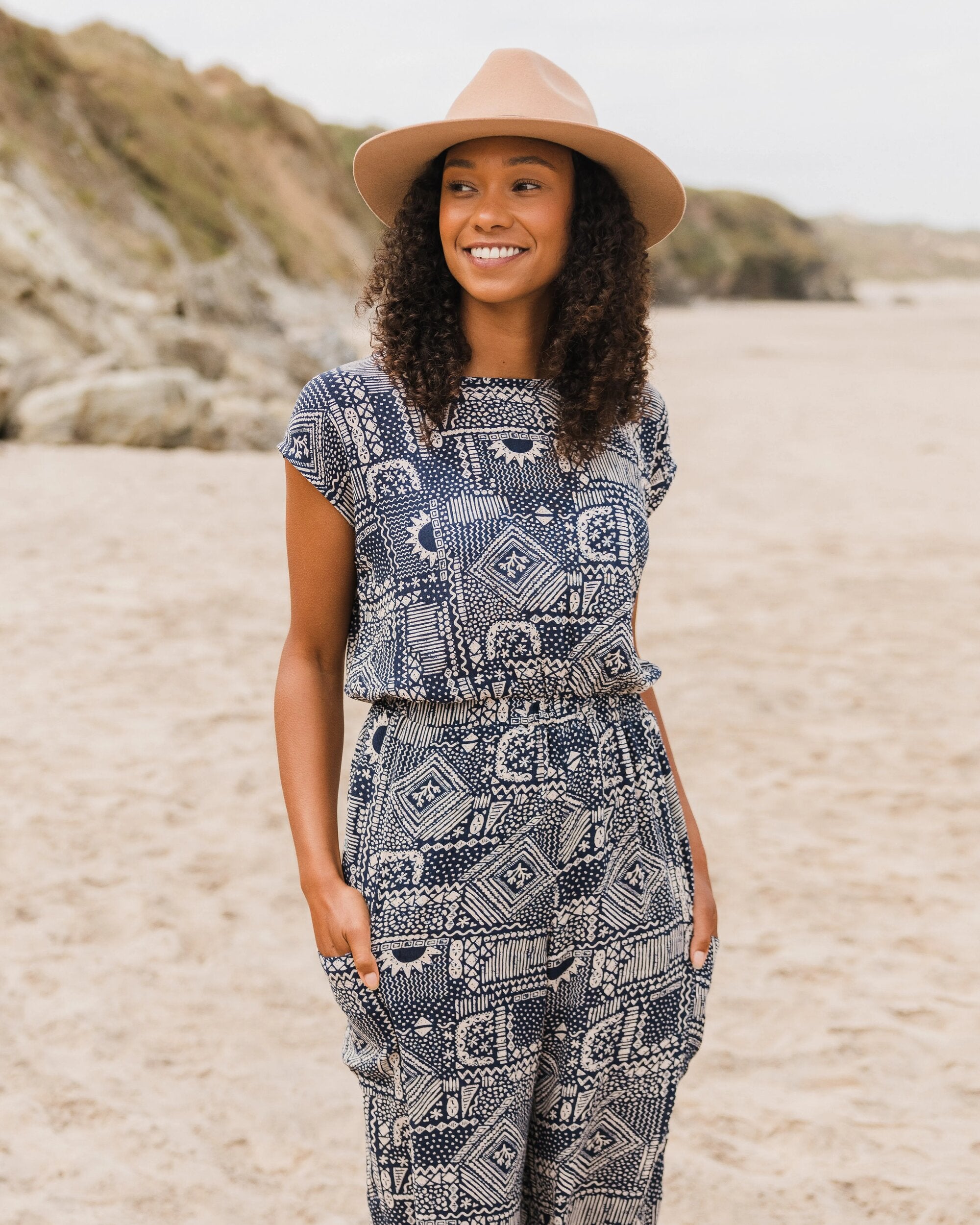 Thimbleberry Jumpsuit - Vintage Patchwork Navy - Lifestyle