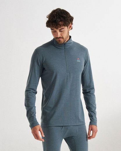 Snowscape Men's Merino Base Layer Top - Storm Grey - Studio Model