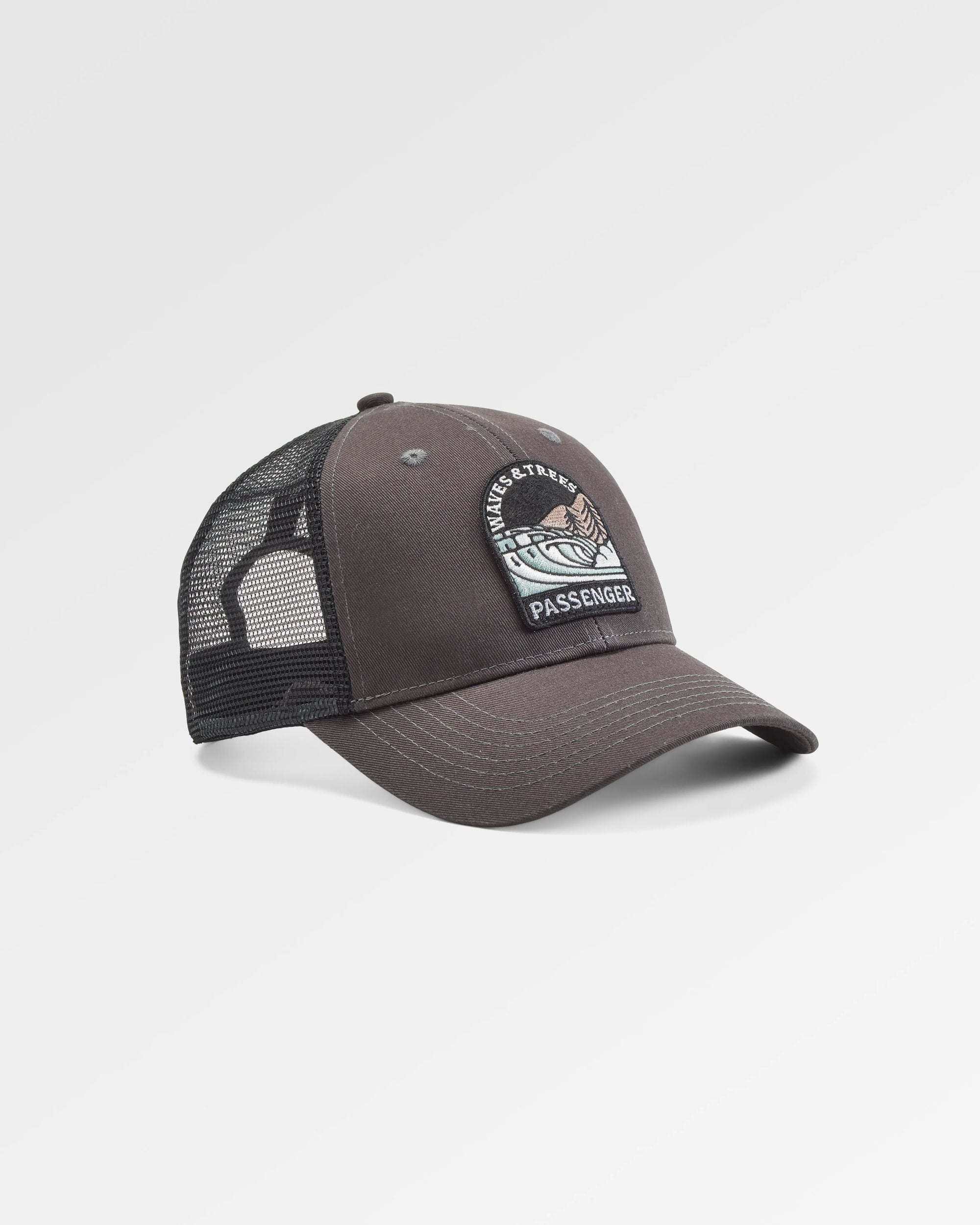 Waves & Trees Organic Cotton Trucker Cap - Charcoal - Flatlay