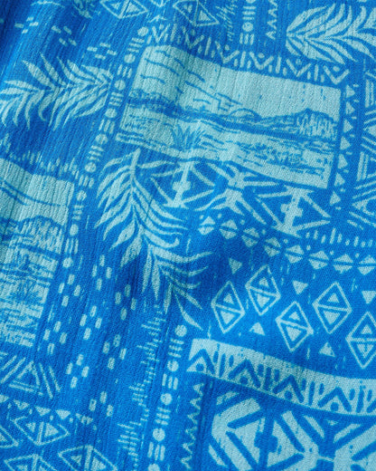 Daylily Loose Trouser - Patchwork Marine Blue - Flatlay