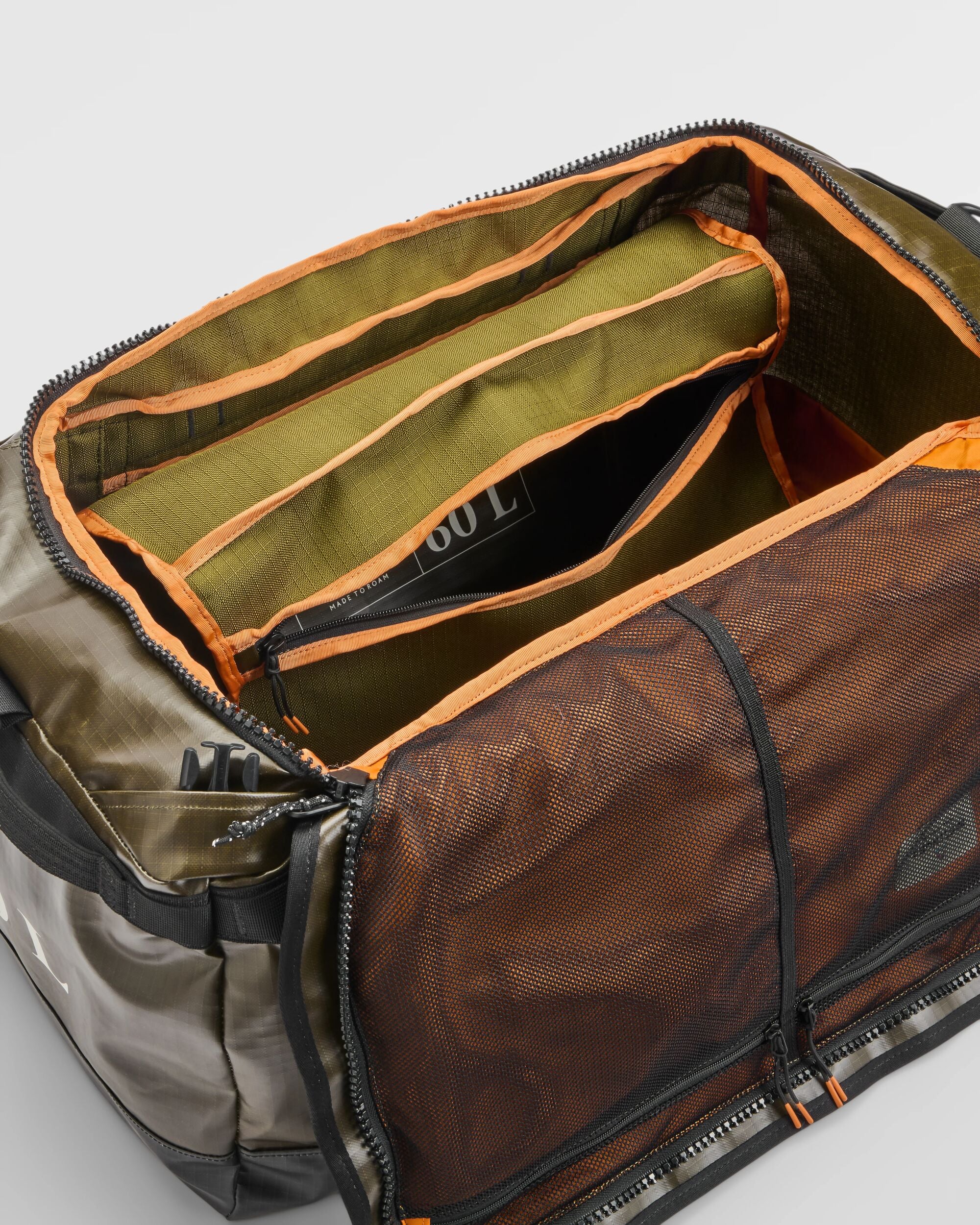 Roamer Recycled 60L Duffel Bag - Khaki - Flatlay