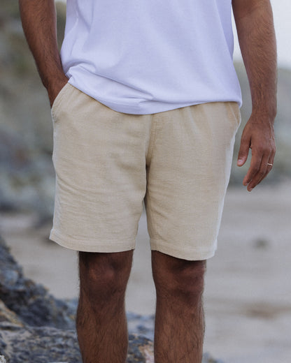 Drifter Cotton Linen Blend Short - Stone - Lifestyle