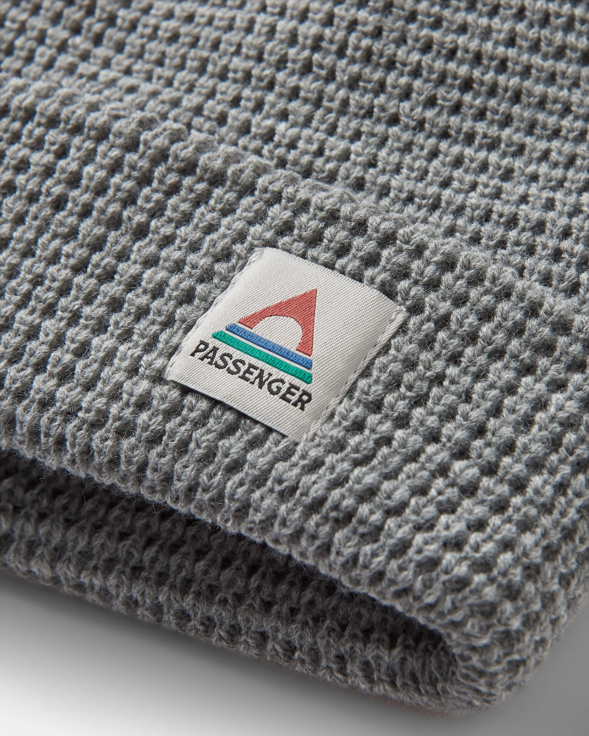 Moss Double Layer Recycled Waffle Beanie - Grey Marl - Flatlay