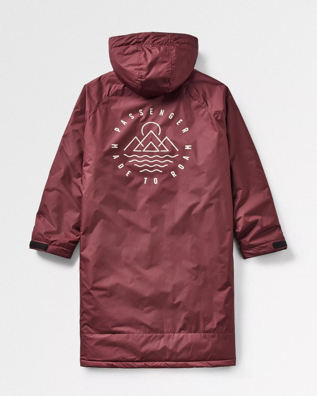 Escapism Recycled Sherpa Lined Changing Robe - Windsor Wine - Flatlay