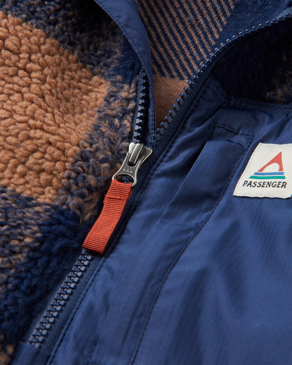 Offroad Recycled Sherpa 1/2 Zip Fleece - Toffee/Rich Navy Buffalo