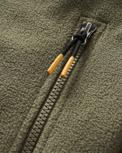 Caspian 1/2 Zip Recycled Polar Fleece - Dusty Olive - Flatlay
