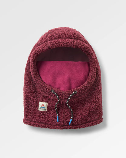 Snowdrift Recycled Fleece Hood - Fig - Flatlay