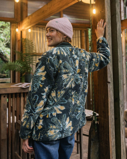 Clover Recycled Cotton-Lined Sherpa Fleece - Frost Dark Fern - Lifestyle