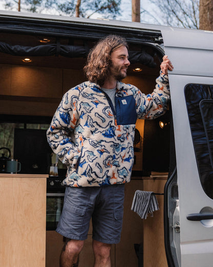 Offroad Recycled Sherpa 1/2 Zip Fleece - Abstract Strata Multi - Lifestyle