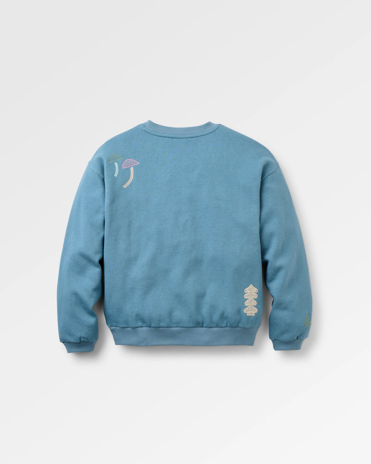 Slower Rhythms Embroidered Women's Organic Cotton Sweatshirt - Stormy Blue - Flatlay