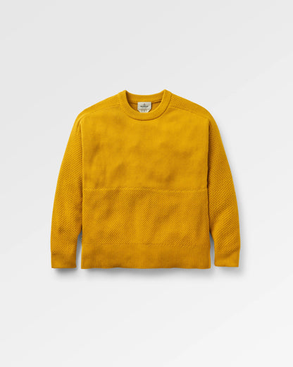 Cove Organic Cotton Knitted Jumper - Heritage Yellow - Flatlay