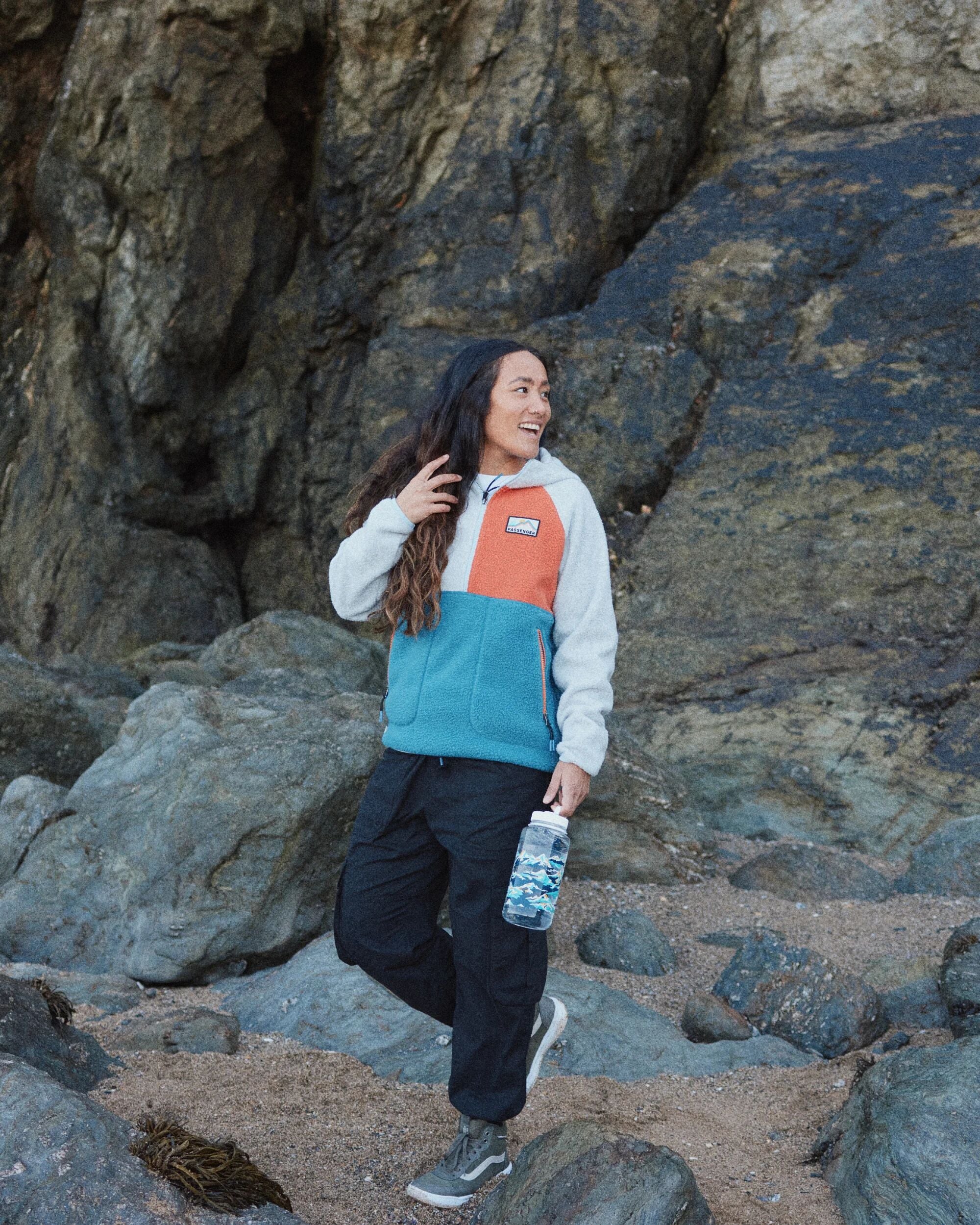 Maine 1/2 Zip Recycled Sherpa Fleece - Blue Steel - Lifestyle