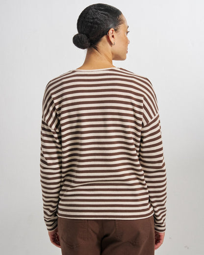 Panorama Striped LS T-Shirt - Chestnut - Studio Model