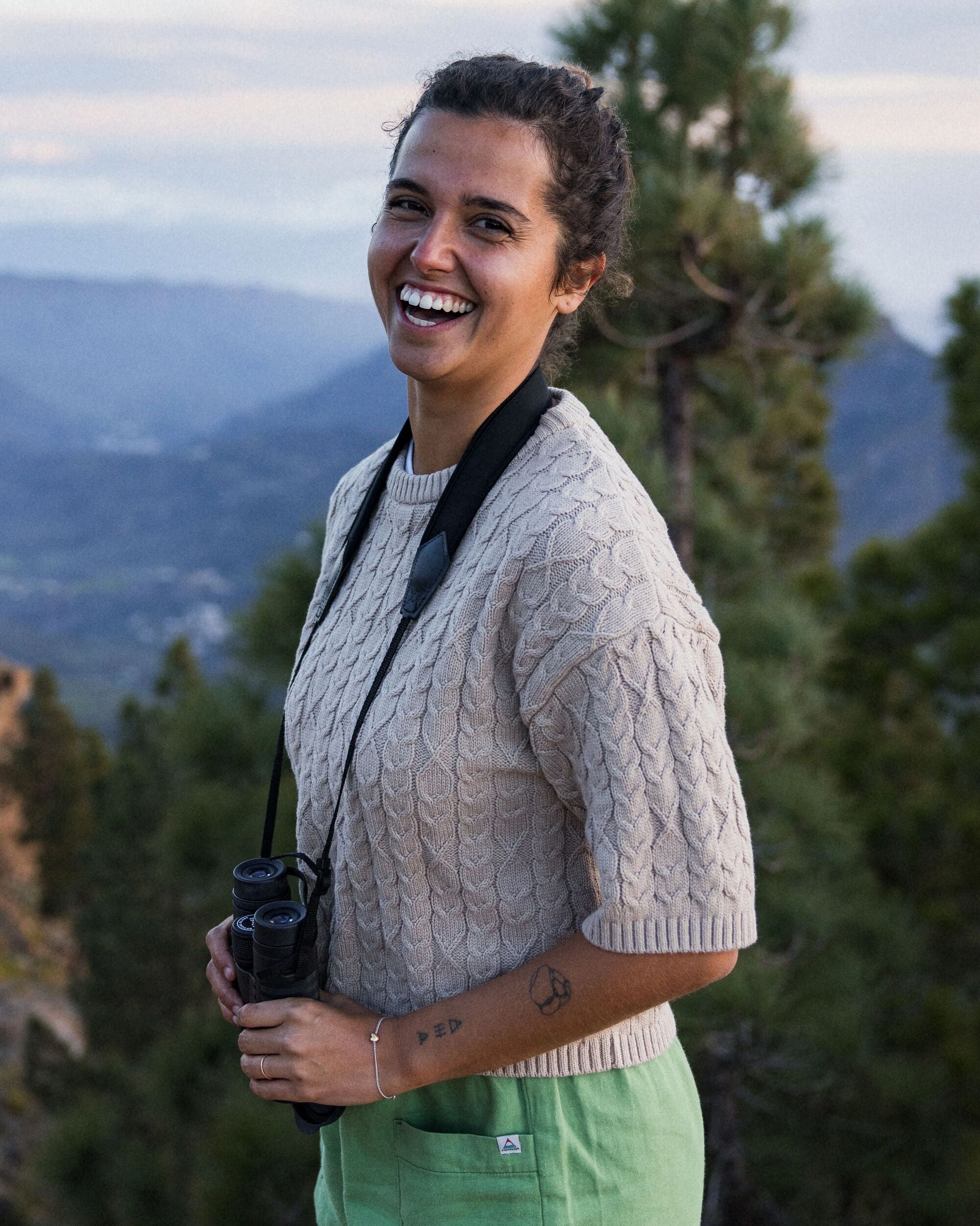 Homely Short Sleeve Knitted Jumper - Simply Taupe - Lifestyle
