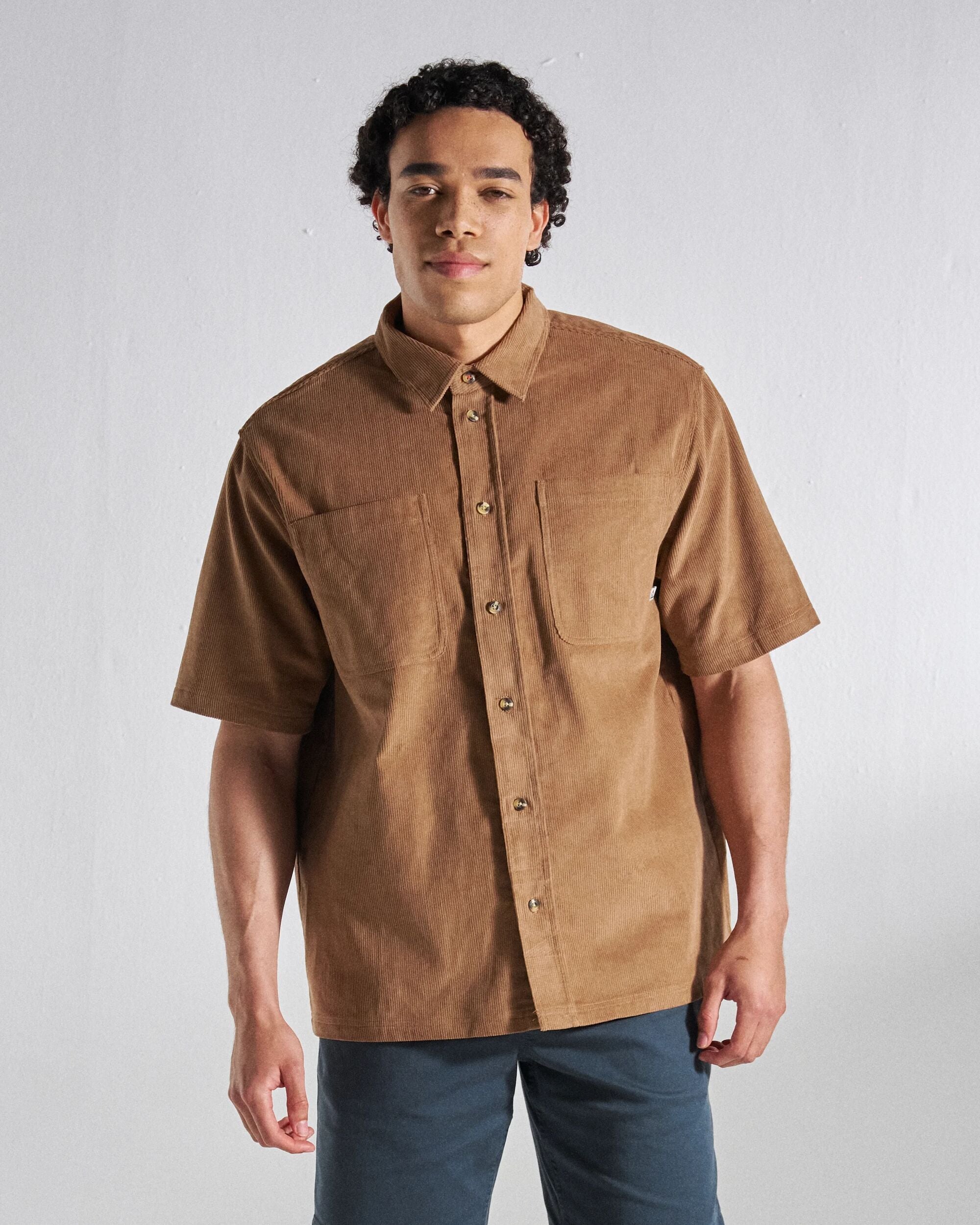 Backcountry Short Sleeve Cord Shirt - Toffee - Studio Model