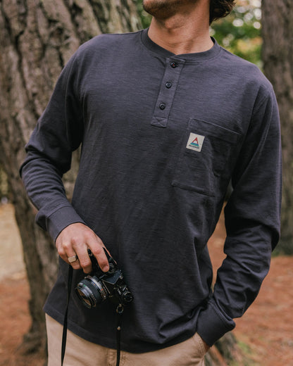 Headland LS Slub Henley - Faded Black - Lifestyle