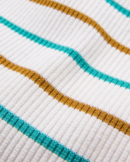 Out There Ribbed T-Shirt - Spruce Yellow/Aqua Stripe - Flatlay