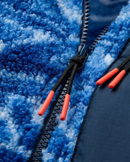 Ravi Recycled Sherpa Fleece - Tracks Electric Blue - Flatlay